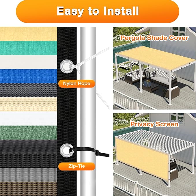 Artpuch Outdoor Pergola Shade Cover 13x24 FT Sun Shade Cloth - Image 5
