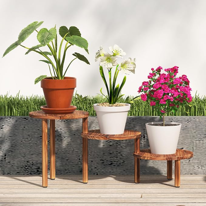 3 Tiers Plant Stand Indoor, Wood Plant Stands - Image 7
