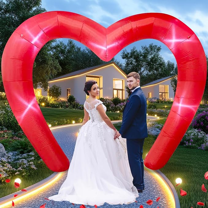 9 * 4.5FT Red Valentine Inflatables Outdoor Decorations Heart Shaped Blow up - Image 5