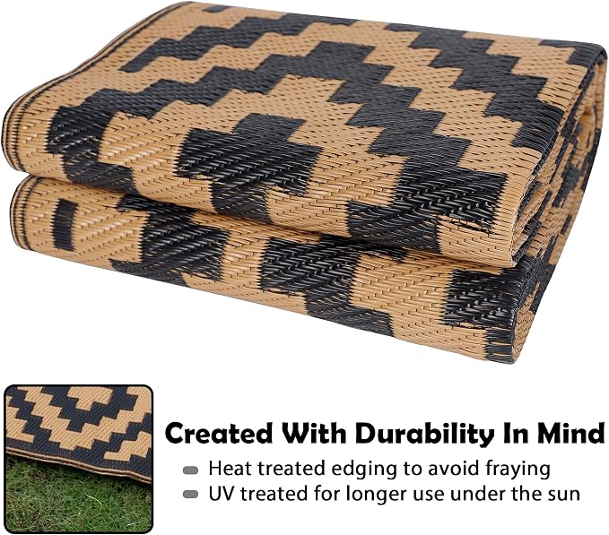 SAND MINE Reversible Mats, Plastic Straw Rug, Modern Area Rug, Large Floor Mat - Image 3