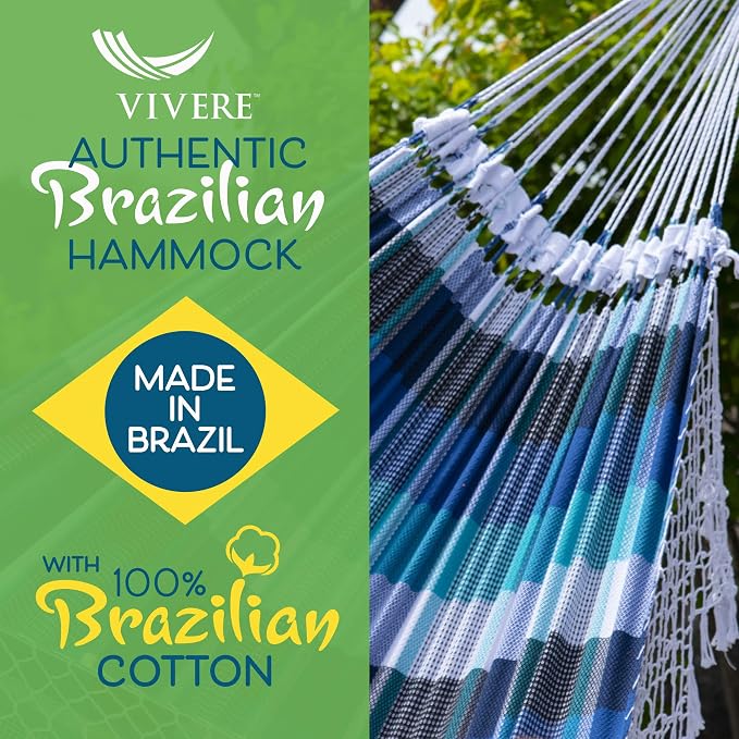 Vivere Authentic Brazilian Cotton Hammock - 450 lb Capacity - Image 7