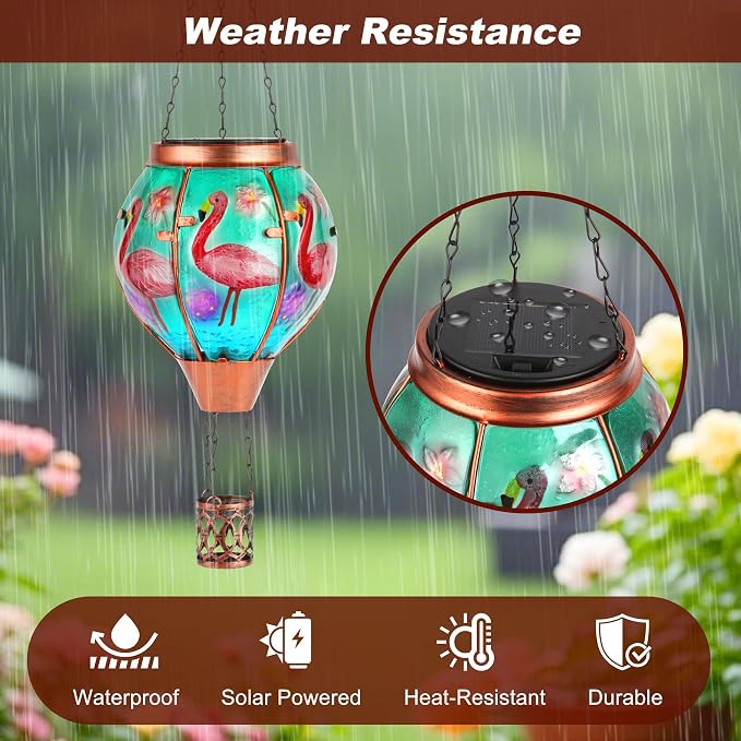 Flamingo Solar Hot Air Balloon Lantern, Outdoor Decor - Image 7