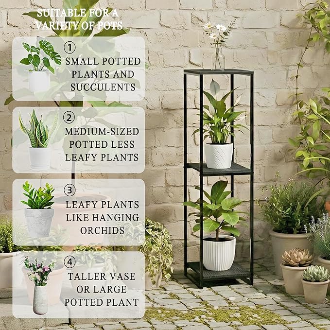 46" Tall Plant Stand Indoor, 3-Tier Modern Plant Shelf, Corner Flower Pot - Image 4