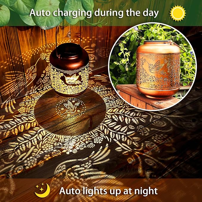 Hummingbird Solar Lanterns Outdoor Waterproof Hanging Solar Lights Hummingbird - Image 4