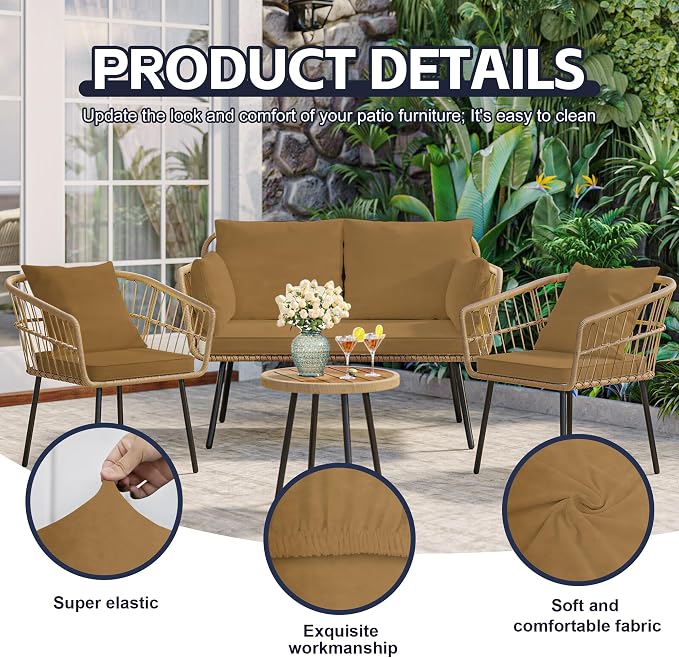 8Pcs Patio Cushion Covers, Outdoor Cushions Covers, Stretch Cushion Covers - Image 3