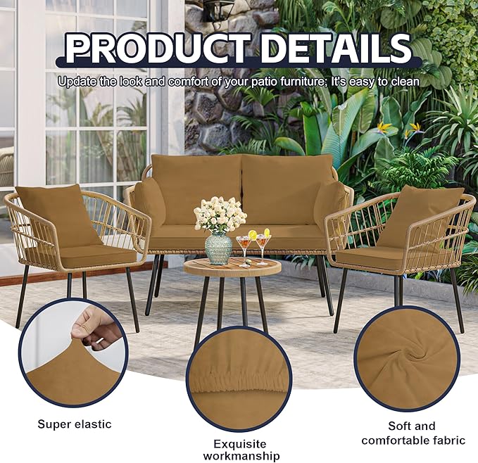 12Pcs Patio Cushion Covers, Outdoor Cushions Covers, Stretch Cushion Covers - Image 3