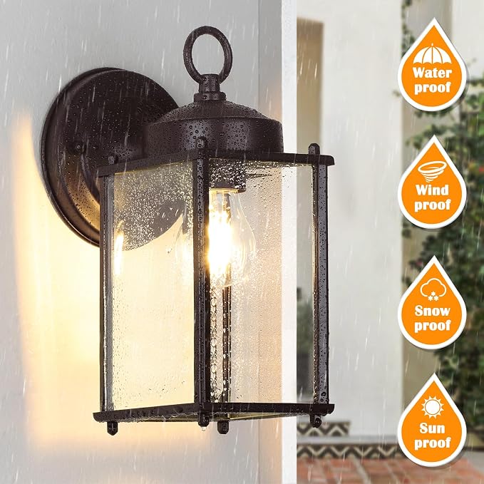 Outdoor Wall Lantern, Exterior Waterproof Wall Sconce Light Fixtures, Dark - Image 3