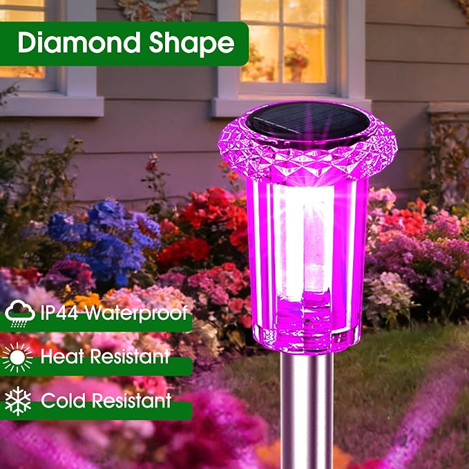 Solar Outdoor Lights, 15 Pack Solar Pathway Lights Outdoor Waterproof, Stake - Image 3