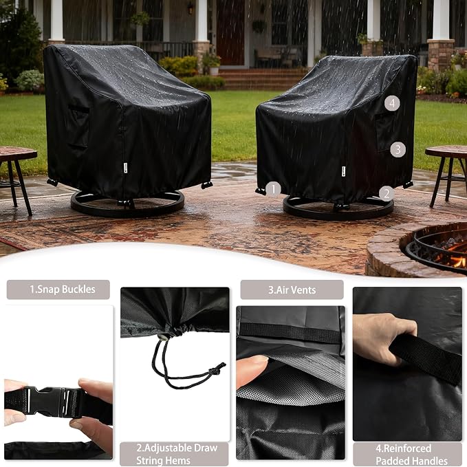 Patio Chair Covers Waterproof Patio Furniture Covers, 33W x 37D x 38 H Inches - Image 4