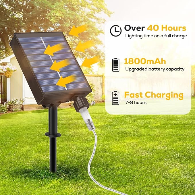 ICRGB Solar Rope Lights Outdoor, 66FT 200LED Christmas Fairy Light - Image 2