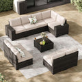 Jing's Villa 10-Piece Patio Furniture Set, All-Weather Outdoor Wicker Sectional by JingsVillaOutdoorFurniture