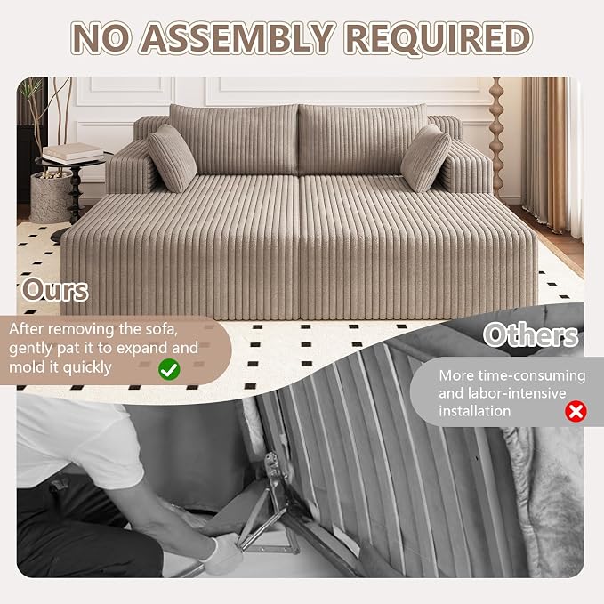 ODUWA Oversized Double Chaise Lounges Indoor, Upholstered Boneless Cloud - Image 7