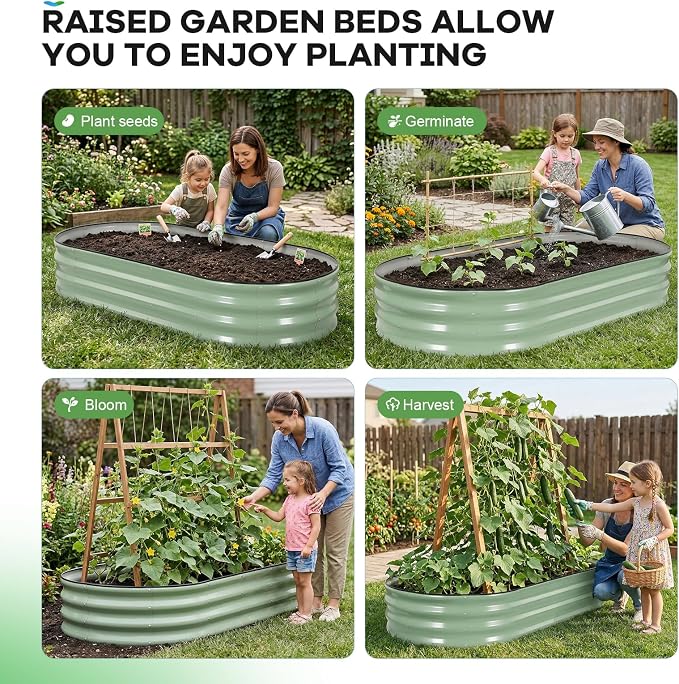 Galvanized Raised Garden Bed Outdoor, Rust-Resistant Garden Planter Box - Image 5
