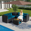 VINGLI 4 Pieces Outdoor Sectional Wicker Patio Furniture Set, Patio Sectional by VINGLI