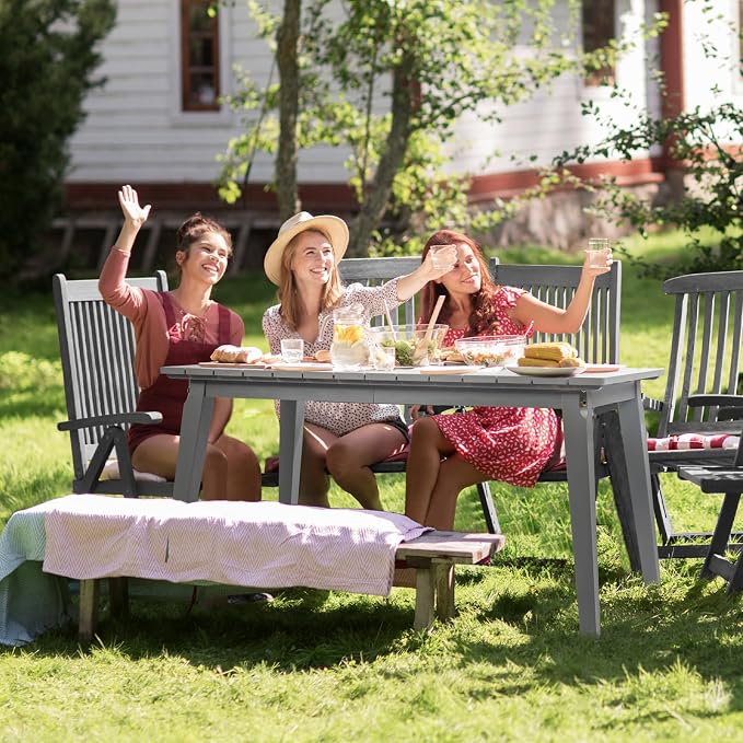 VINGLI Rectangular Outdoor Dining Table, Solid Cedar Wood Patio Table - Image 6