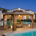 EROMMY 12' x 12' Gazebo, Wooden Finish Coated Aluminum Frame Canopy by EROMMY