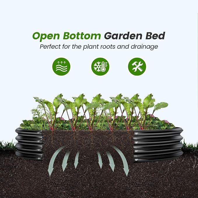 Land Guard 3×3×1ft Galvanized Raised Garden Bed Kit, Round Galvanized Planter - Image 6