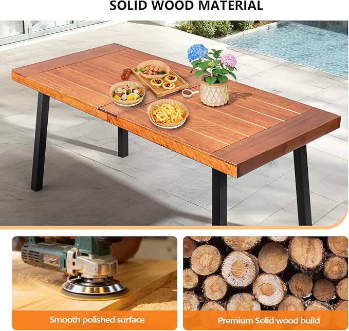 VINGLI 69 Inch Wood Dining Table - Image 5