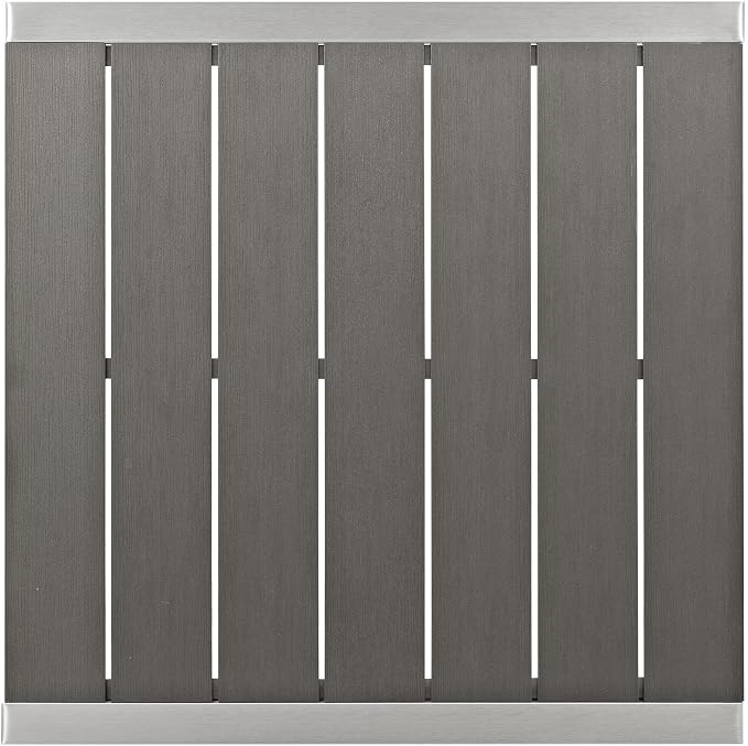 Modway Shore Aluminum Outdoor Patio Square Bar Table in Silver Gray - Image 5