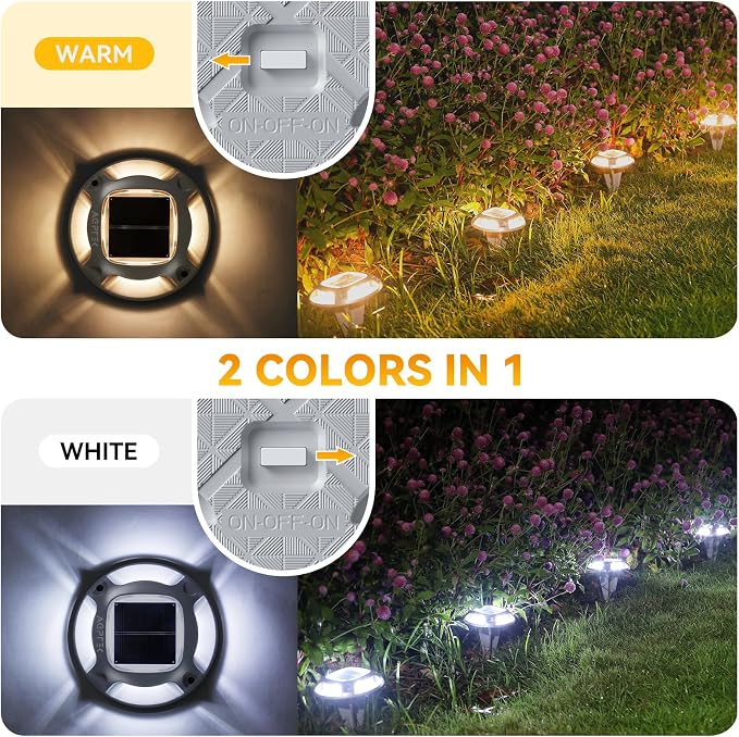 AGPTEK Solar Driveway Lights 12 Pack, 2 Colors in 1 Outdoor Solar Deck Dock - Image 3