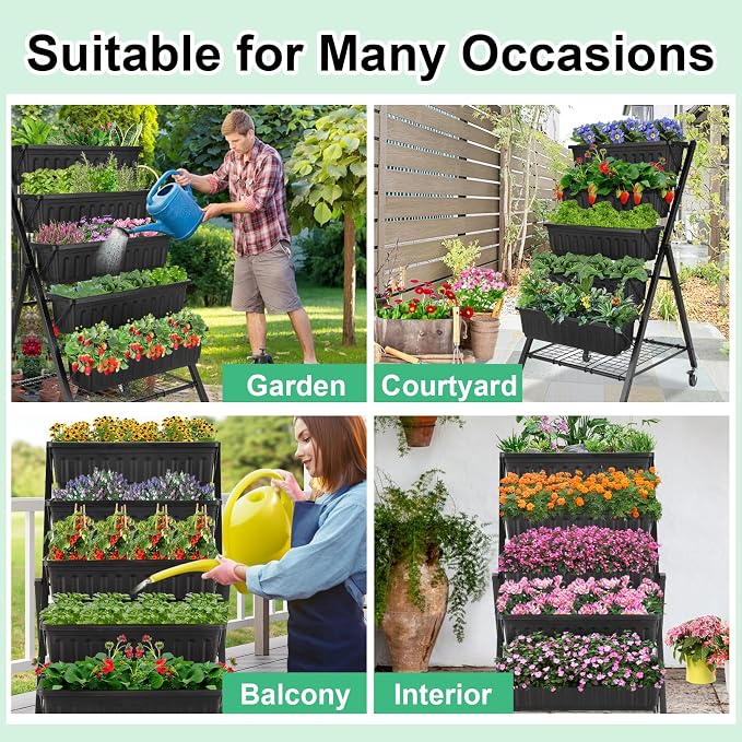 Homdox 5-Tier Vertical Garden Bed - 4FT Vertical Raised Bed with 5 Garden - Image 7