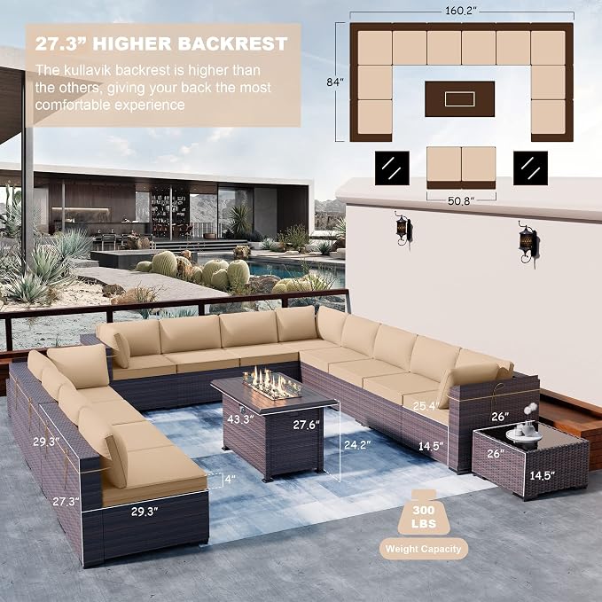 Kullavik 15 Pieces Outdoor Patio Furniture Set - Image 5