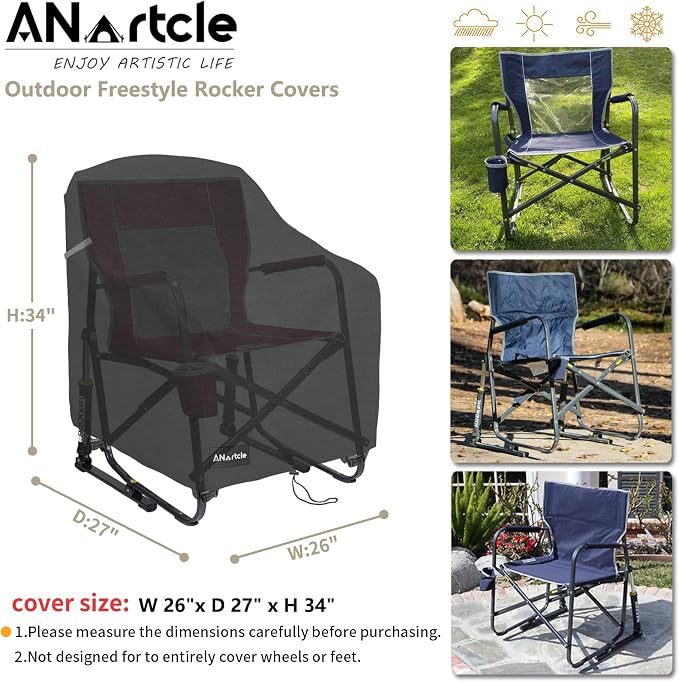 Rocking Chair Covers for GCI Outdoor 37072 Chair, Freestyle Rocker, Waterproof - Image 3