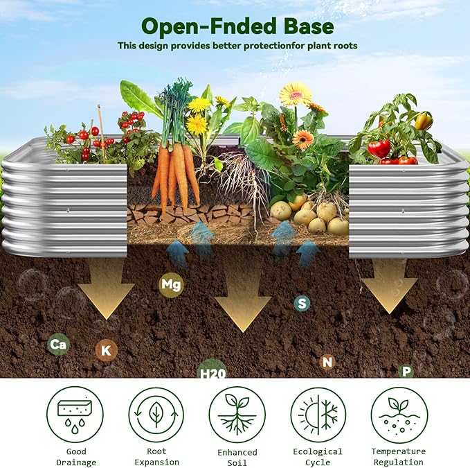 3 Pack 8x4FT Raised Beds for Gardening, Corrugated Galvanized Steel Raised - Image 4