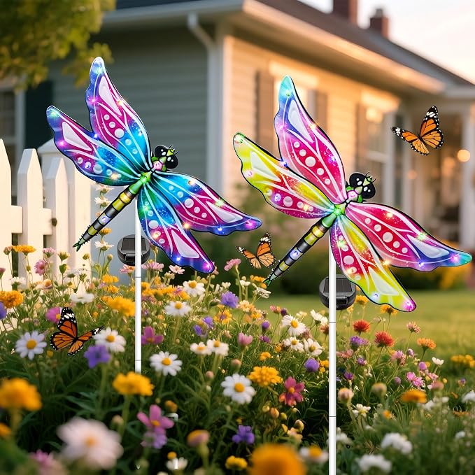 Hexagram Dragonfly Garden Decor, Dragonfly Garden Stakes Set of 2, Gardening - Image 5