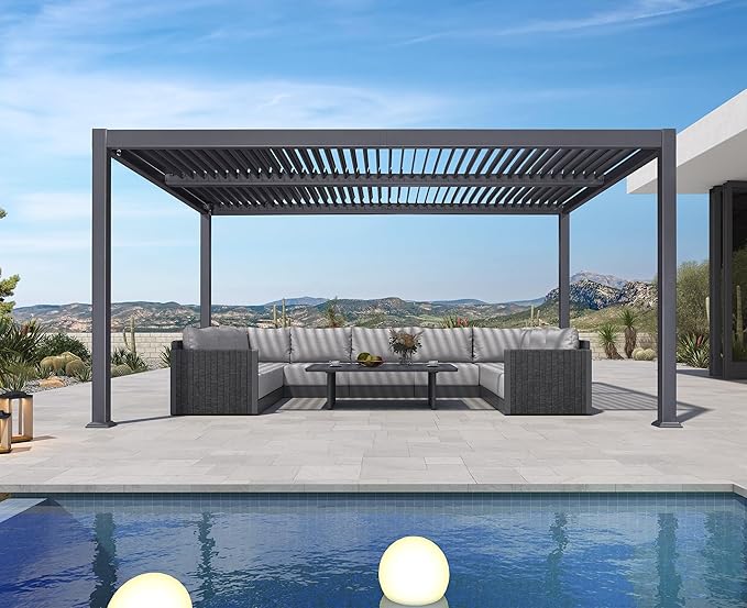 PURPLE LEAF Louvered Pergola 10' x 16' Aluminum Outdoor Pergola - Image 2