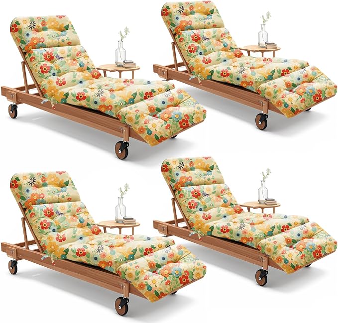4 Pack Outdoor Chaise Lounge Chair Cushion 75.1 x 22.8 x 4.7 Inches 100% by Uthem
