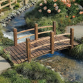 Wood Garden Bridge Classic Wooden Arch Stained Finish Footbridge by EPICOZY