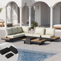 homary 6 Piece Aluminum & Teak Outdoor Sofa Set, Patio Conversation Sets by Homary