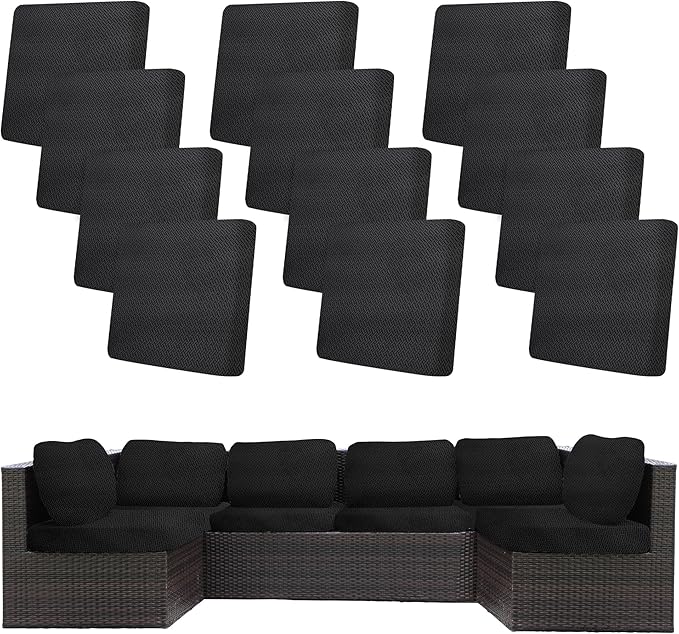 12Pcs Stretch Patio Cushion Covers, Outdoor Couch Covers Replacement, Outdoor by BIETYONE
