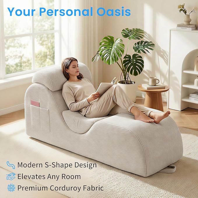 ijuicy 25" Wide Corduroy Yoga Chair, Yoga Lounge Chair - Image 3