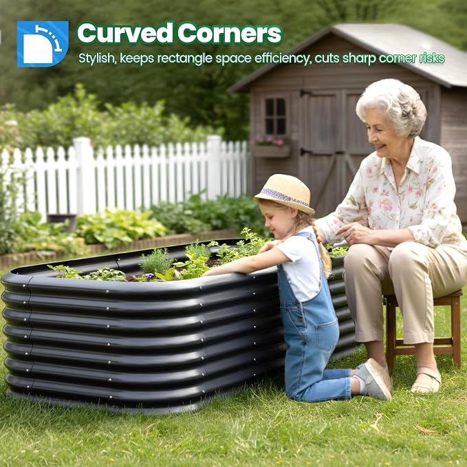 Quictent Galvanized Raised Garden Bed Kit, Strengthened by Crossbar, Dark Gray - Image 2