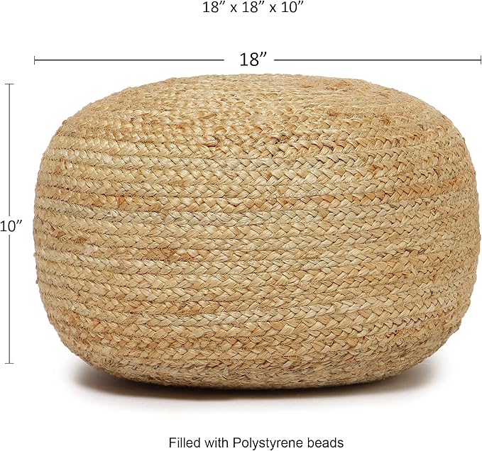 REDEARTH · Jute Circular Low Pouf Ottoman - Image 3