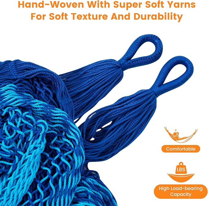 Lazy Daze Hammocks Handwoven Mayan Hammock, 10.5 FT Soft Rope Double Hammocks - Image 4