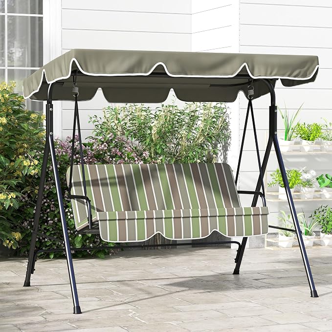 Outsunny 3-Seat Outdoor Patio Swing Chair - Image 8