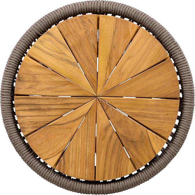 Scott Living Nara 18.9" Acacia Wood Outdoor Side Table, Metal Frame+Woven Rope - Image 7