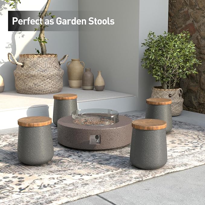 SUNBURY Outdoor Side Table, Patio Accent Side Table, Concrete Garden Stool - Image 5