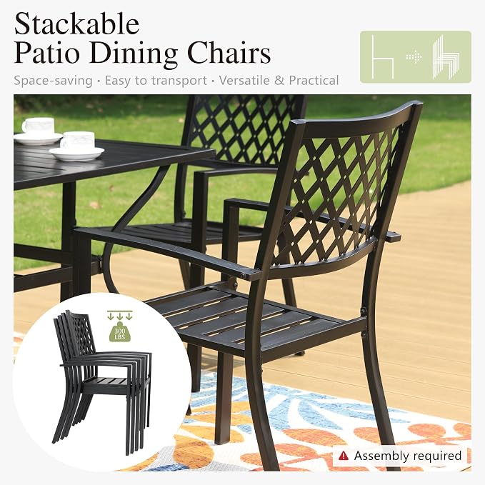 PHI VILLA 7 Piece Metal Outdoor Patio Dining Bistro Sets - Image 3