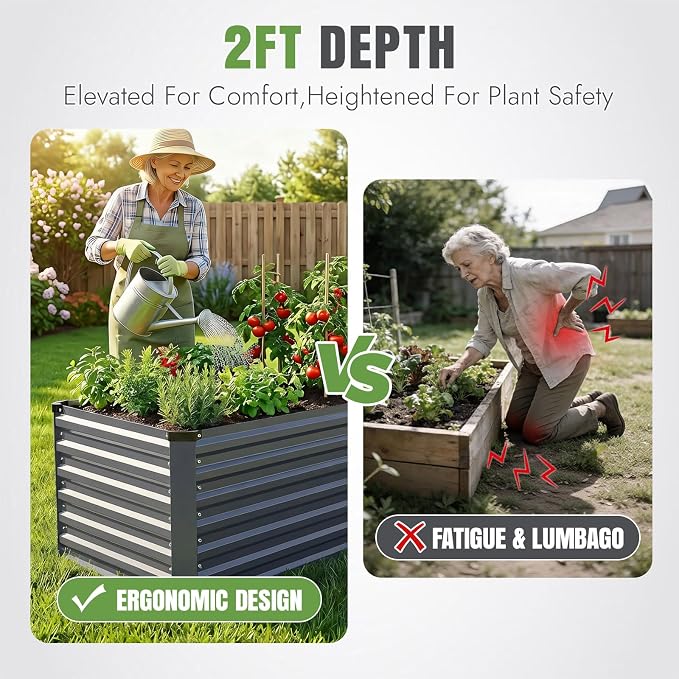 INNO STAGE 8x3x2ft Galvanized Raised Garden Bed, Raised Garden Bed Kit-Metal - Image 2