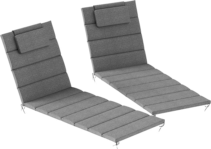 Outsunny Outdoor Lounge Chair Cushion Set of 2, Foldable Patio Chaise Lounge by Outsunny