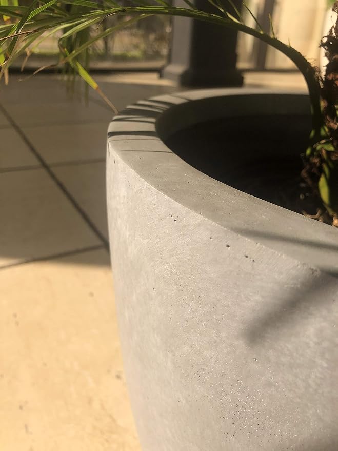 Kante 14 Inch Dia Round Concrete Planter, Indoor Outdoor Large Plant Pot - Image 8