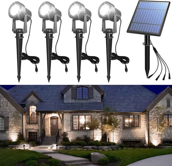 APONUO Solar Spot Lights Outdoor 4-in-1 Solar Landscape Lighting Dusk to Dawn by APONUO