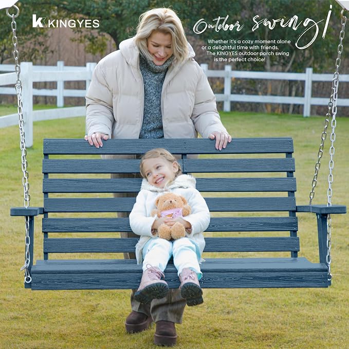 KINGYES Outdoor Hanging Patio Swing Set of 2, 2 Seat Swing Chair - Image 6