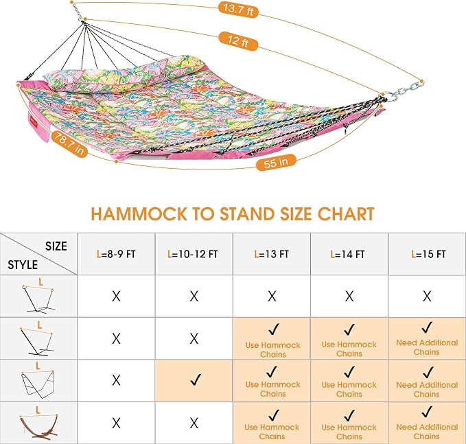 Lazy Daze Hammocks 12 FT Quilted Fabric Hammock - Image 6
