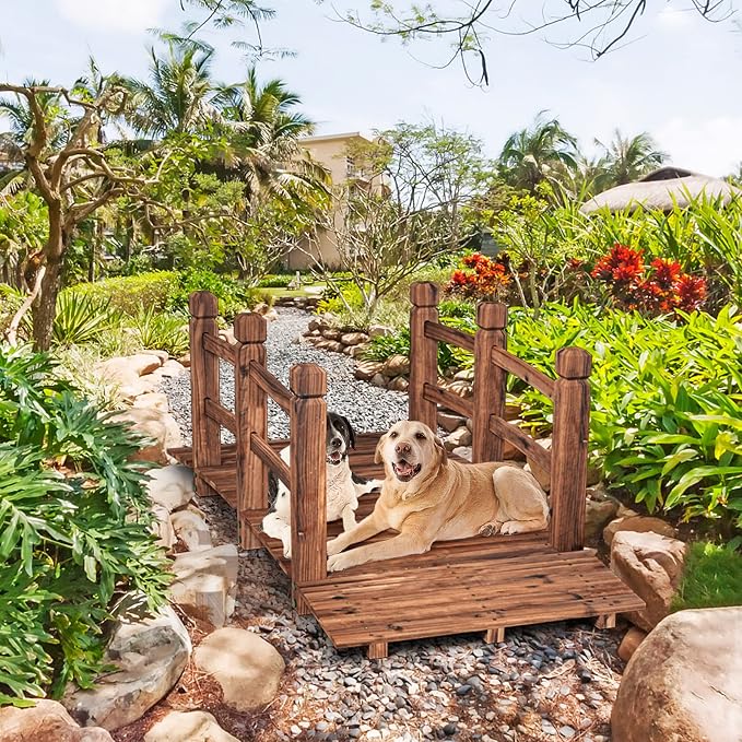 S AFSTAR Garden Bridge, 5FT Wooden Arc Footbridge - Image 4