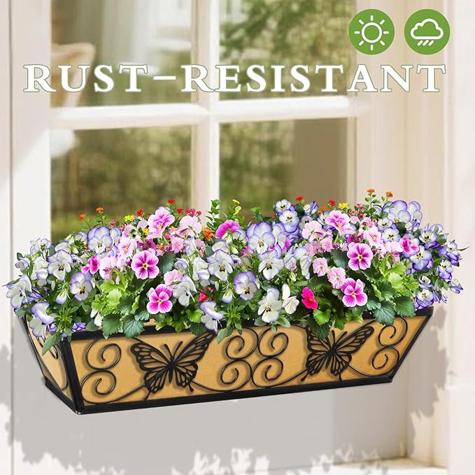 6 Pack 24 Inch Window Boxes Planters Railing Planter Box - Image 6